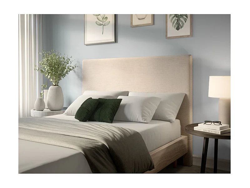 Tête de lit NUMA en velours côtelé - Beige - Largeur 140 cm