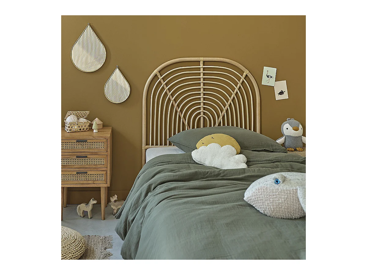 Tête de lit enfant arrondie en rotin 90 cm
