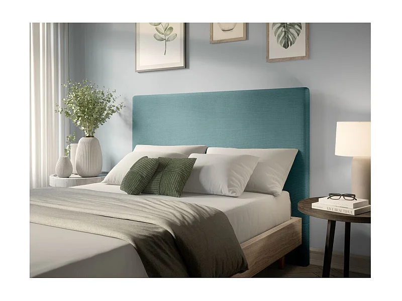 Tête de lit NUMA en velours côtelé - Bleu clair - Largeur 140 cm