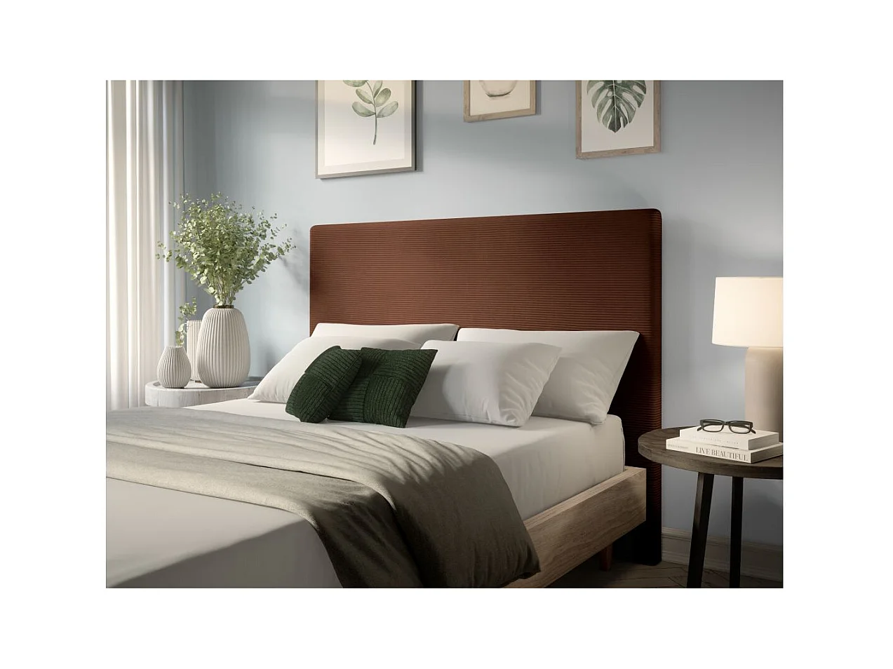 Tête de lit NUMA en velours côtelé - Marron - Largeur 140 cm