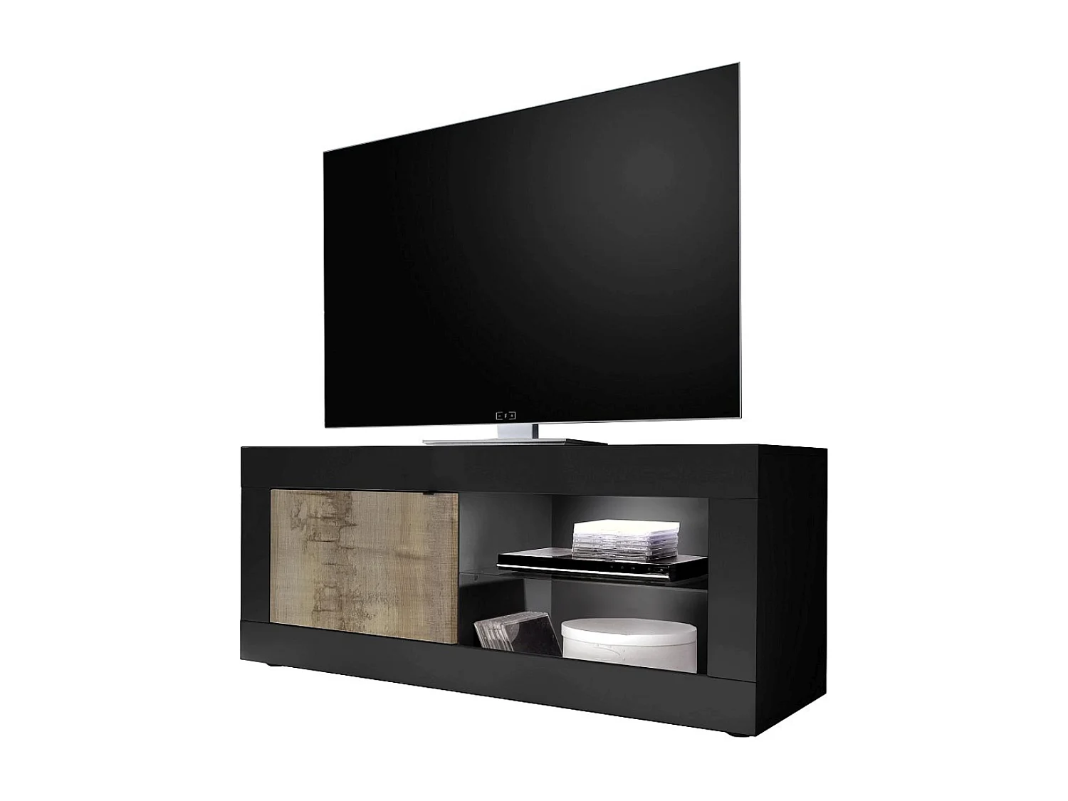 Kleiner TV-Schrank 1 Tür ohne Beleuchtung Initial - L140 cm