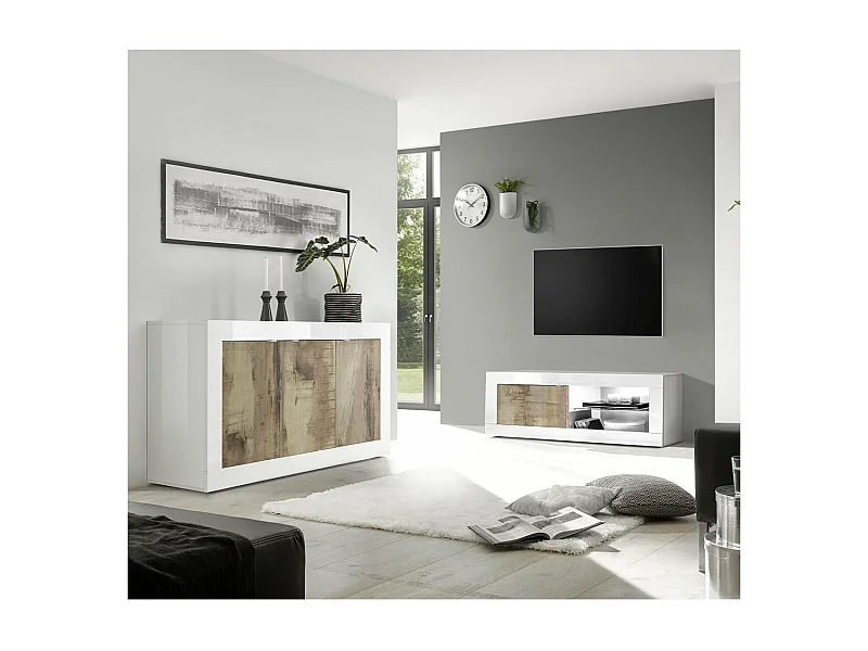 Kleiner TV-Schrank 1 Tür ohne Beleuchtung Initial - L140 cm