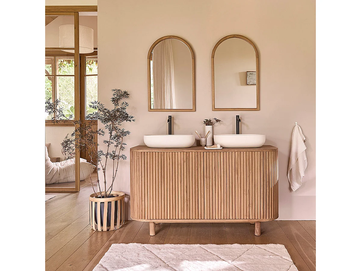 Meuble sous vasque en teck massif 142 cm