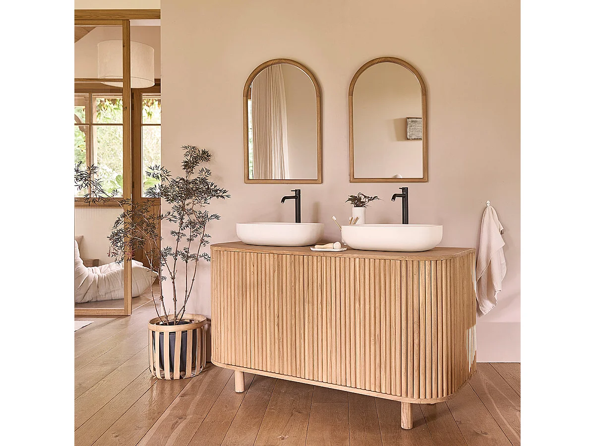 Meuble sous vasque en teck massif 142 cm