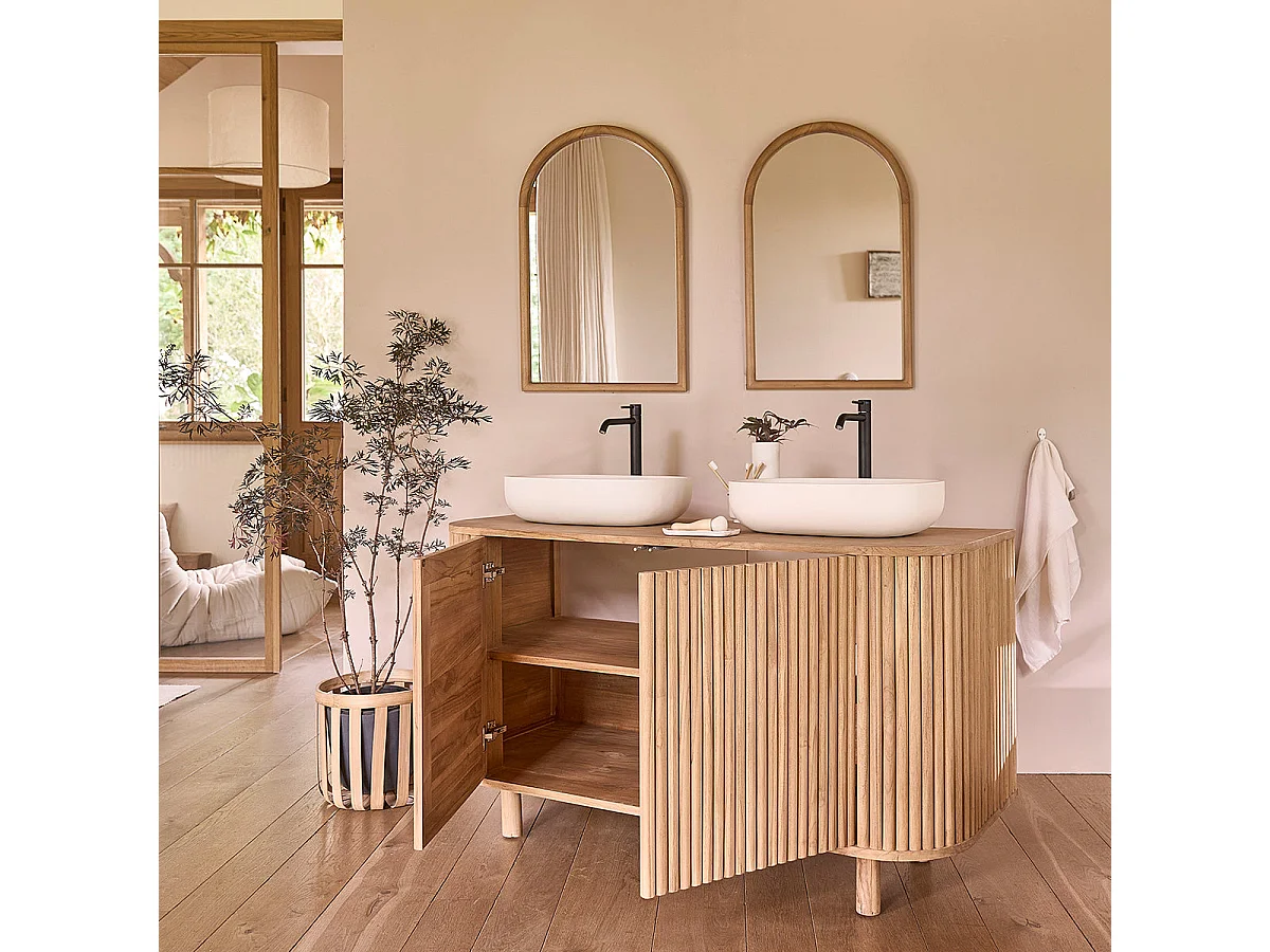 Meuble sous vasque en teck massif 142 cm