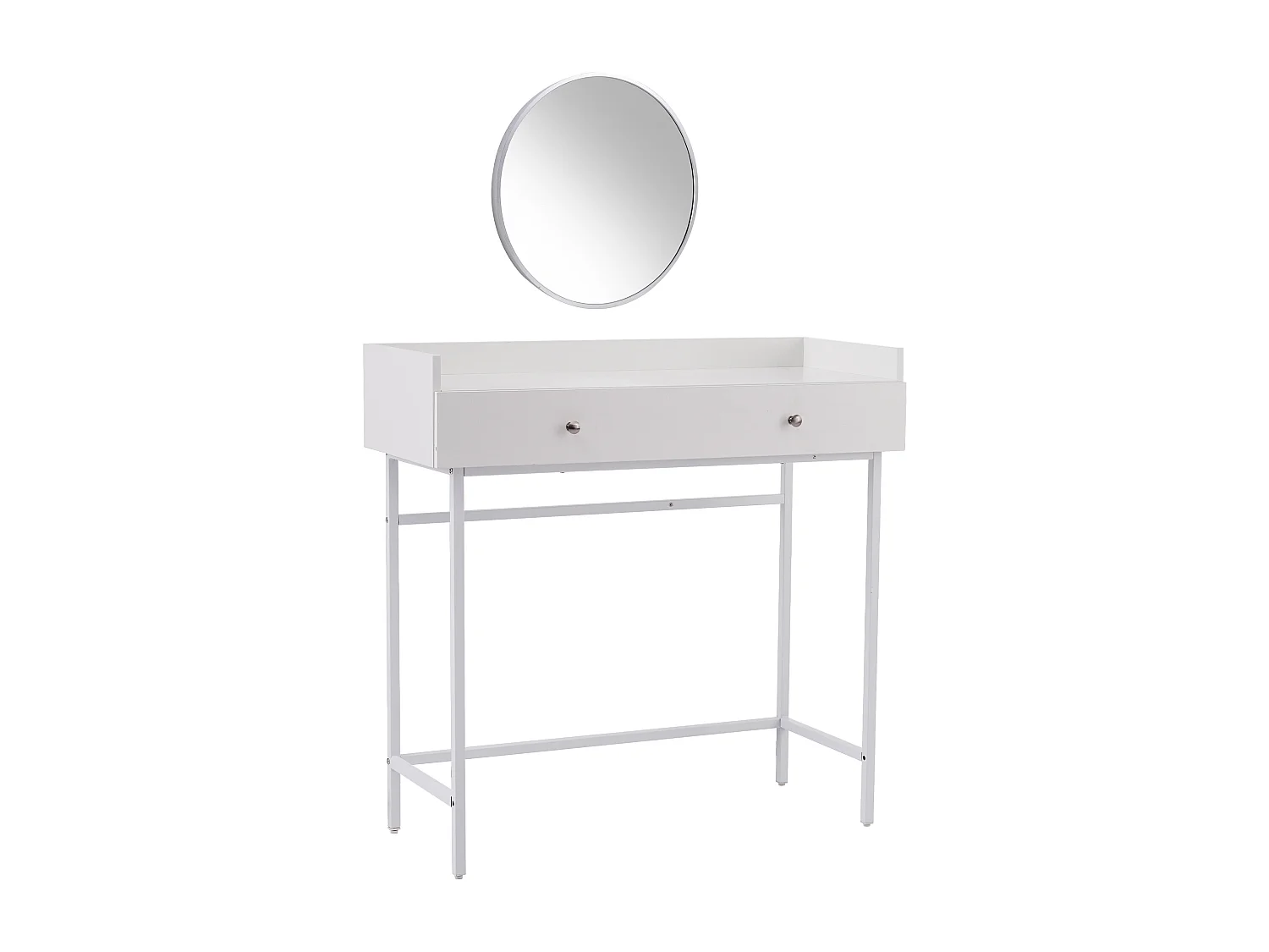 Tocador, espejo y 1 cajón, 95 x 40 x 93 cm, tocador, cómoda, blanco