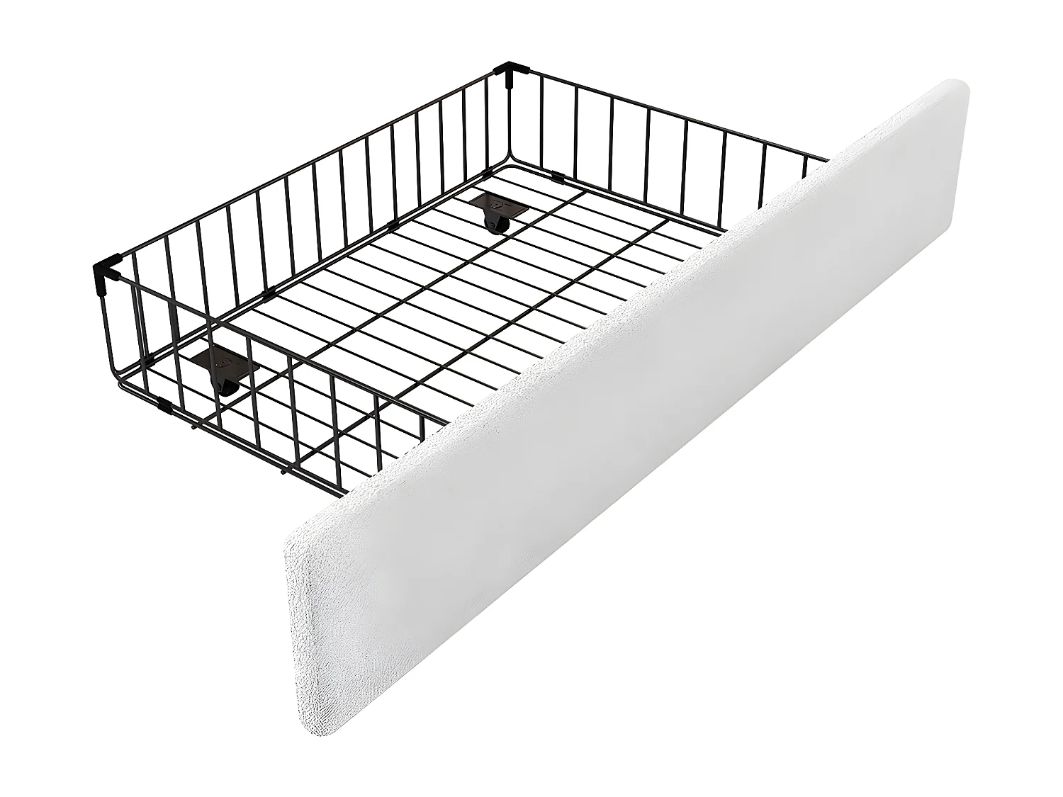 90*200cm Flaches Bett, gepolstert, Schafwolle resistent, Cartoon Kaninchenform, zwei Schubladen,Weiß