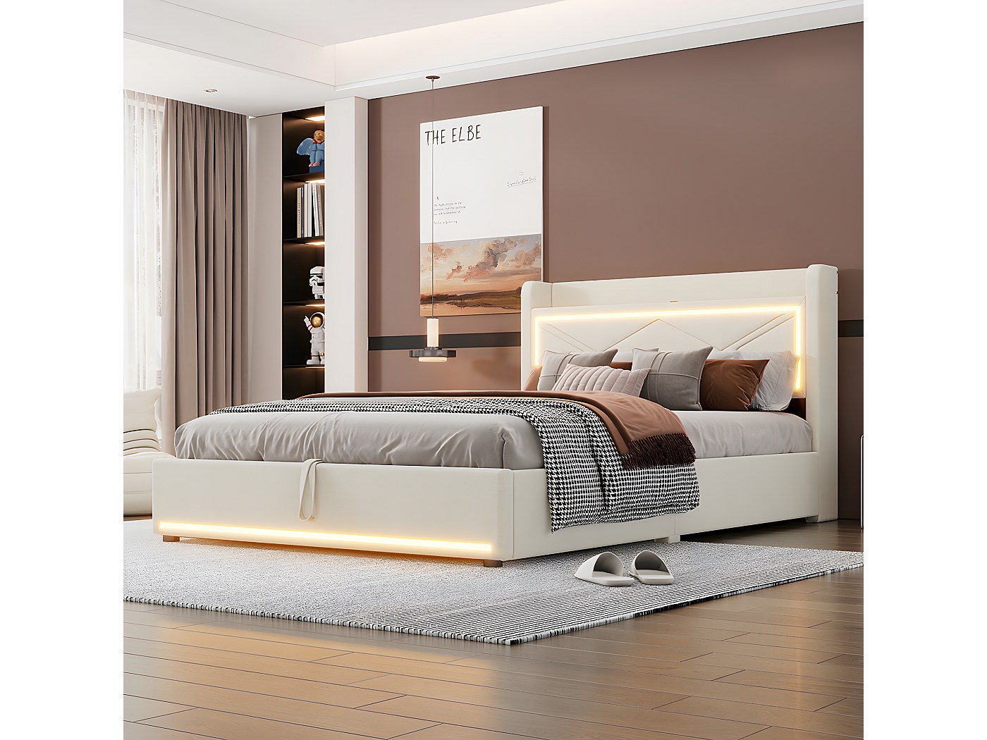 Sponda Letto Abbattibile Con Tasche Portaoggetti - Regolabile In Altezza (73-93 Cm) - Grigio Chiaro, Per Letti Genitori E Bambini