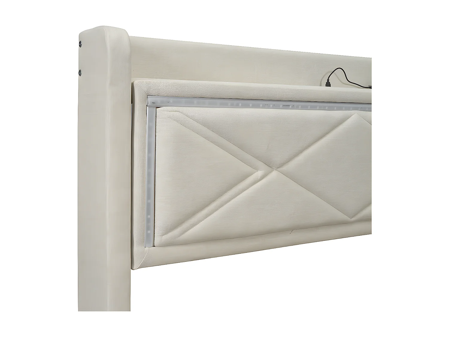 140*200 cm Letto piano per adulti, con luce ambiente, letto sollevabile e abbassabile, porta USB alla testa del letto, beige