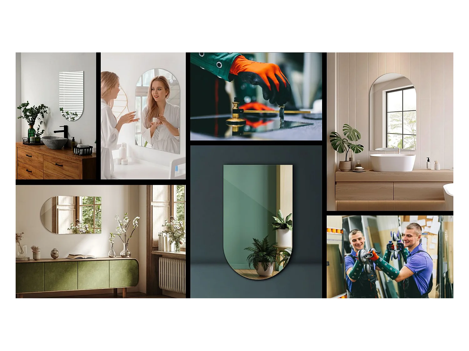 Grote wandspiegel met afgeschuinde zijkant, onregelmatige vorm, premium snit voor woonkamer, hal, 90 cm