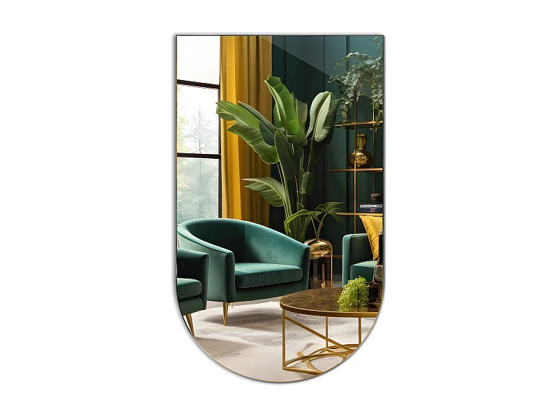 Großer Wandspiegel mit abgeschrägter Seite, unregelmäßige Form, Premium-Schnitt für Wohnzimmer, Flur, 90 cm