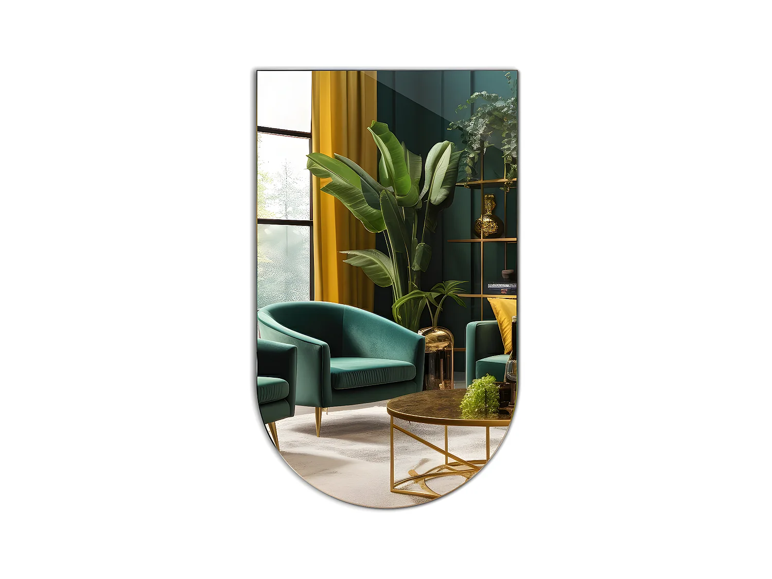 Grand miroir mural de courtoisie avec forme irrégulière pour salle de bain, maquillage, monté au mur, 100 cm