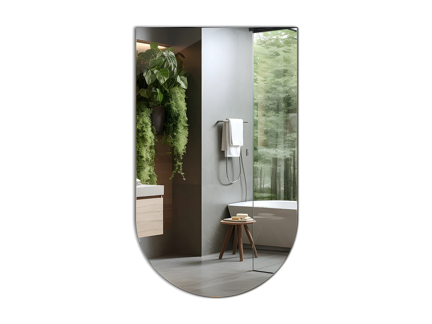 Grand miroir mural avec forme irrégulière pour salle de bain, monté au mur, pour hall loft, 80 cm