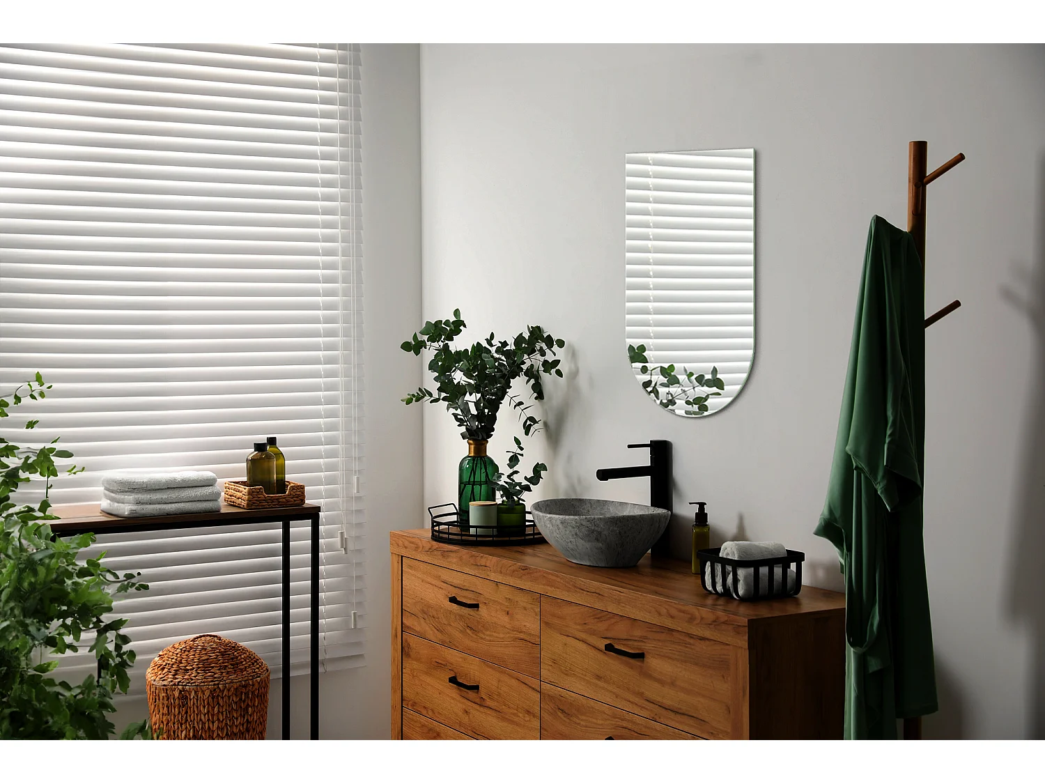 Grand miroir mural avec forme irrégulière pour salle de bain, monté au mur, pour hall loft, 80 cm