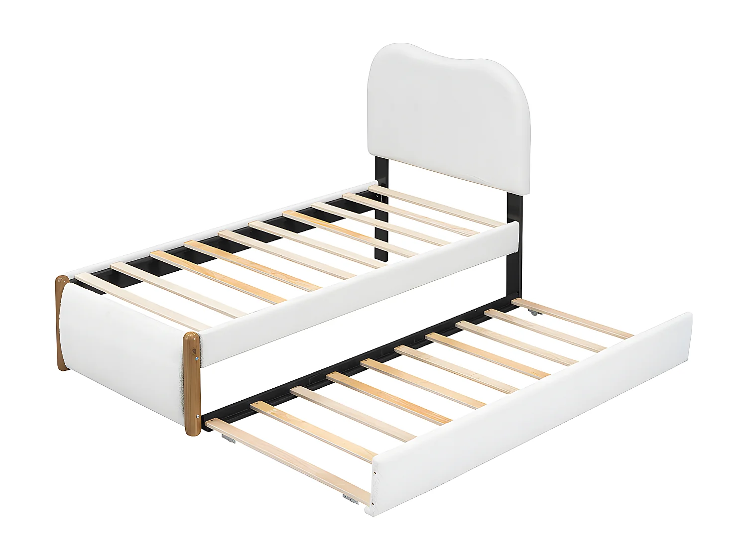 Cama plana de 90 * 200cm, tapizada, con práctica cama abatible, diseño minimalista, blanco