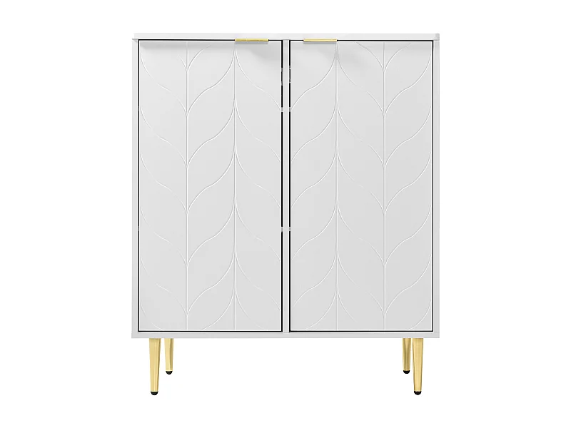 2-türiges Sideboard, Kommode, stoßfestes Eckdesign, 3 Regale, 6 Fächer, 75L*40T*90H, weiß.