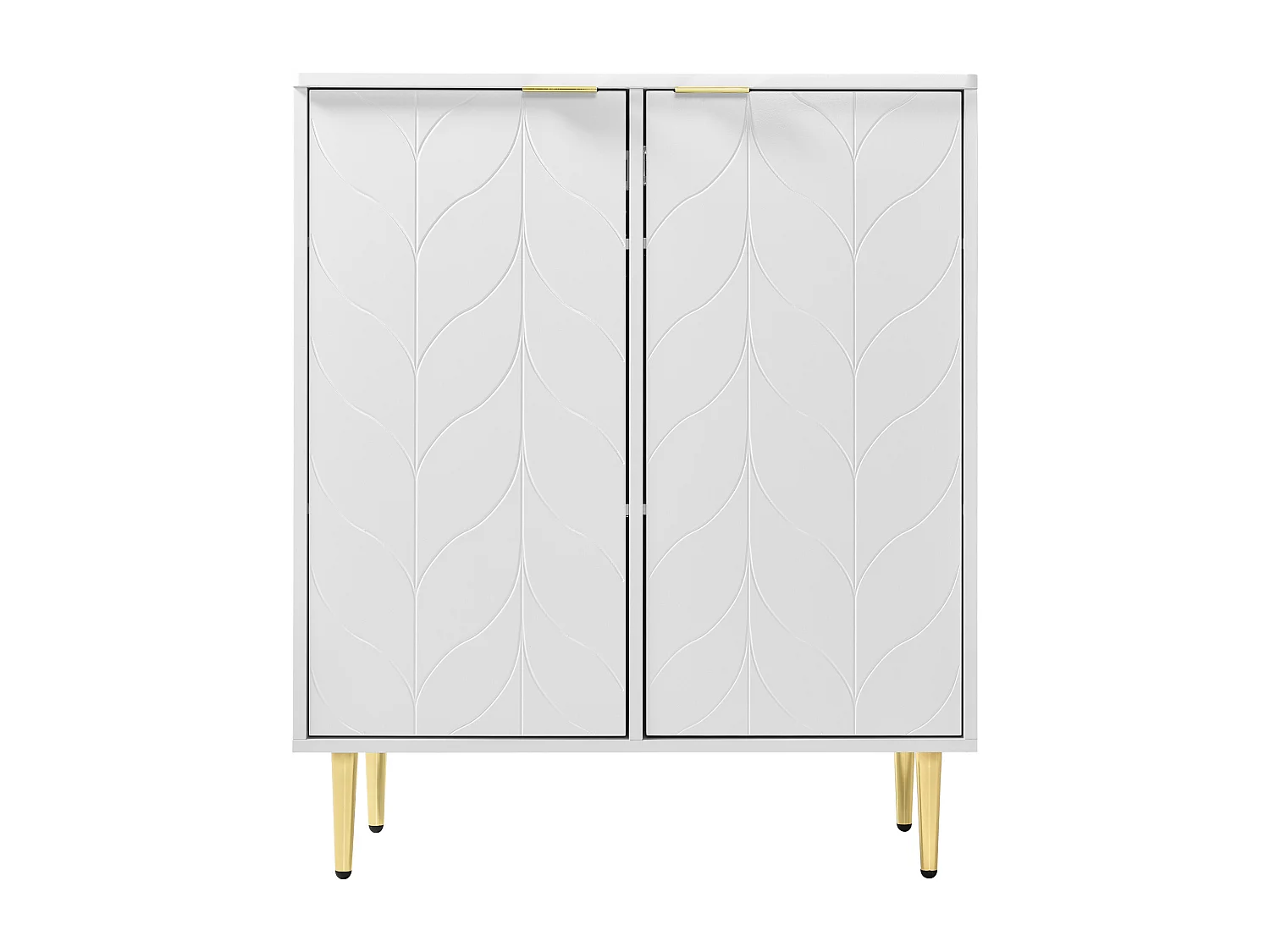 2-türiges Sideboard, Kommode, stoßfestes Eckdesign, 3 Regale, 6 Fächer, 75L*40T*90H, weiß.