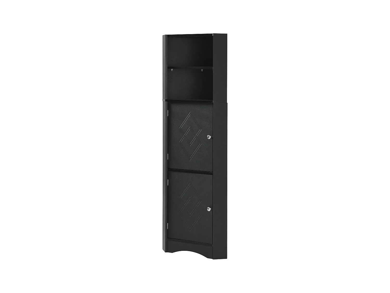 Vitrine, Eckschrank mit zwei Fächern, offenes Fach, 36,5 x 36,5 x 155 cm, schwarz