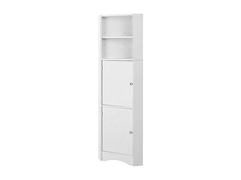 Vitrine, Eckschrank mit zwei Fächern, offenes Fach, 36,5 x 36,5 x 155 cm, weiß