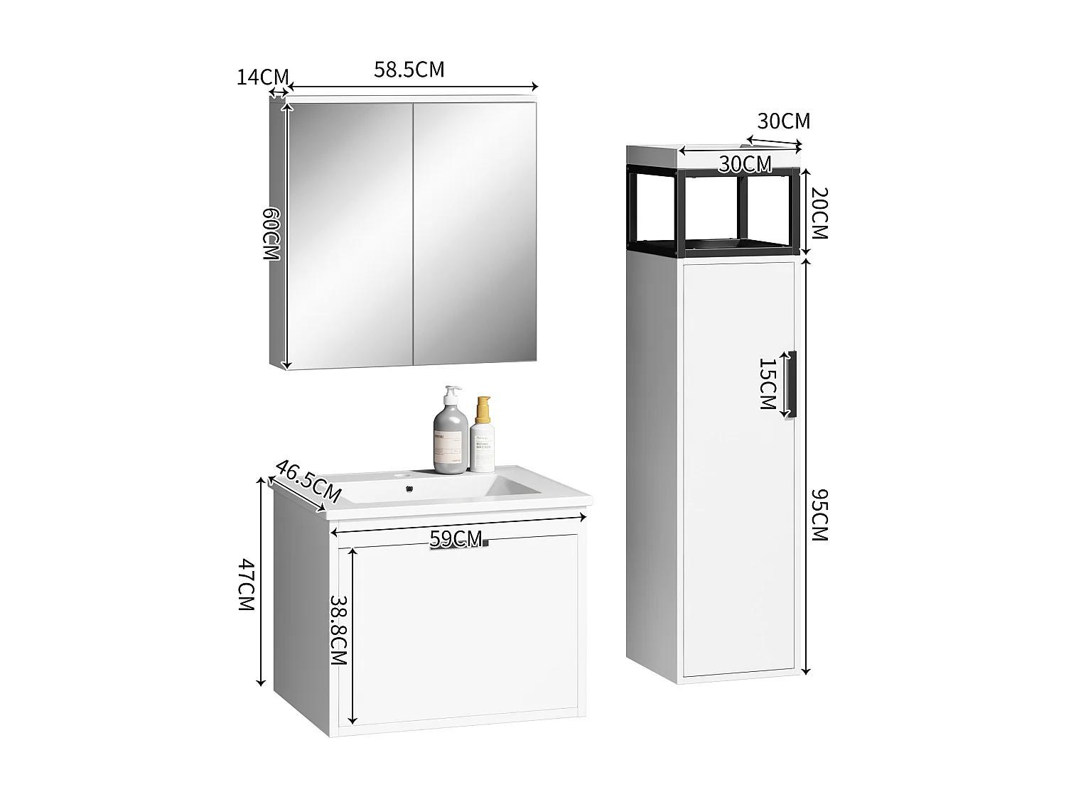 Mobile da bagno, vetrina, mobile contenitore, 30 x 30 x 120