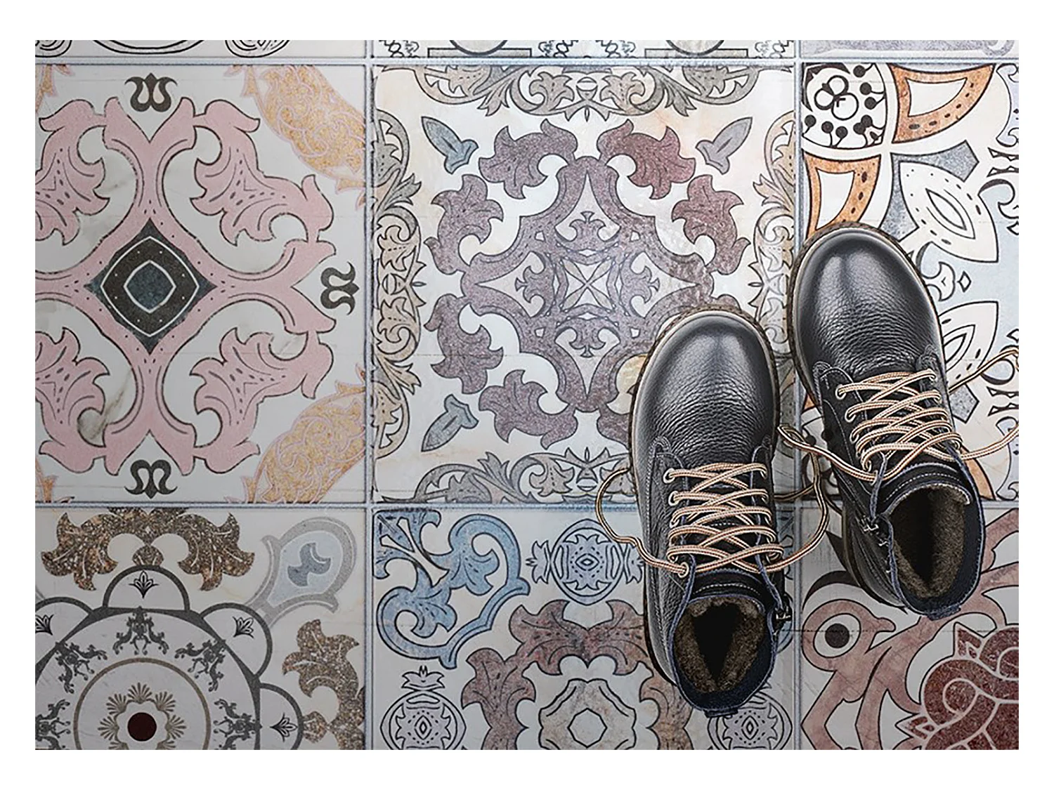 Tapis vinyle tendance carreaux portugais - 60cm x 90 cm