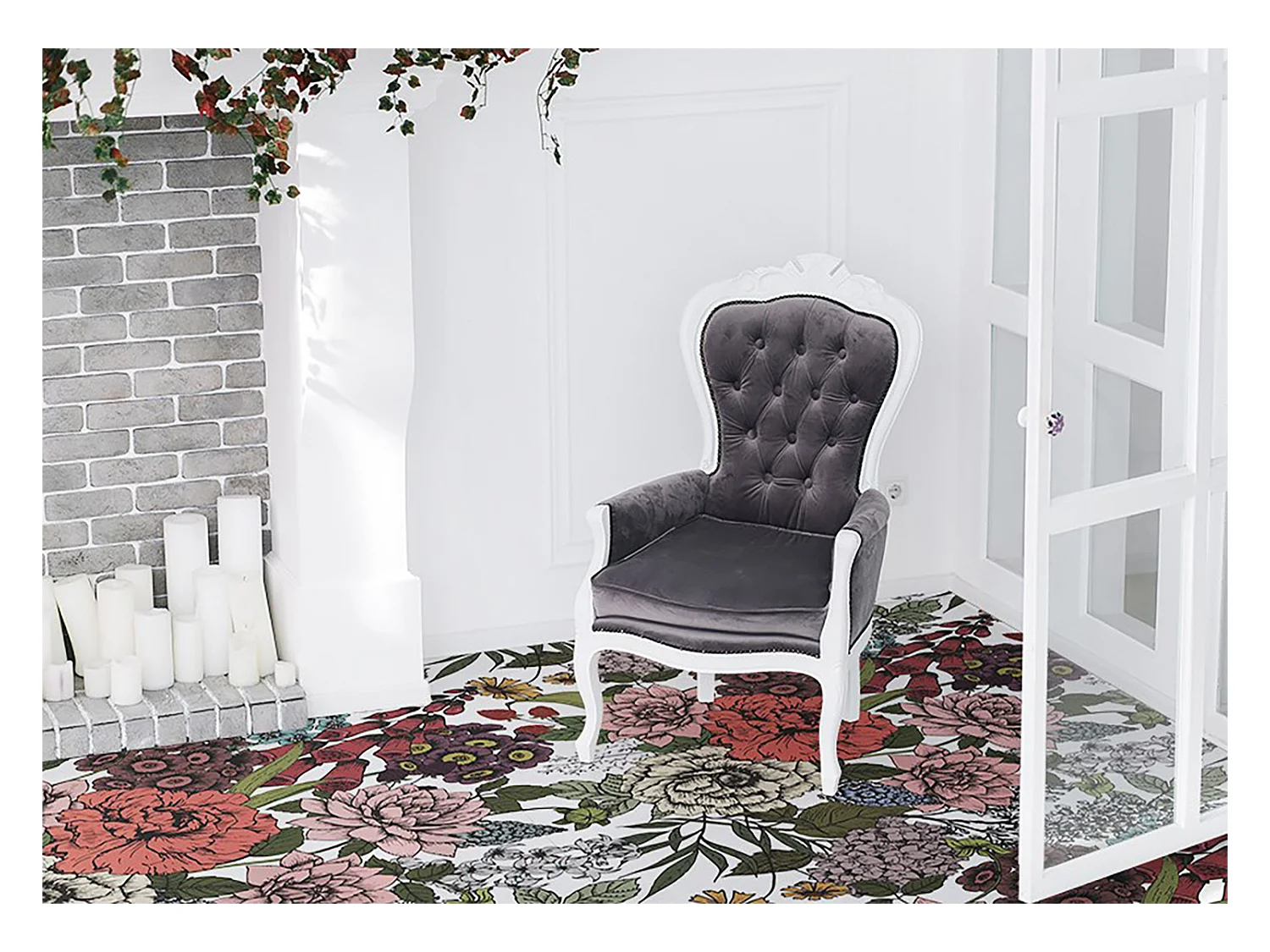 Alfombra vinílica para el hogar Varias flores - 80cm x 120 cm
