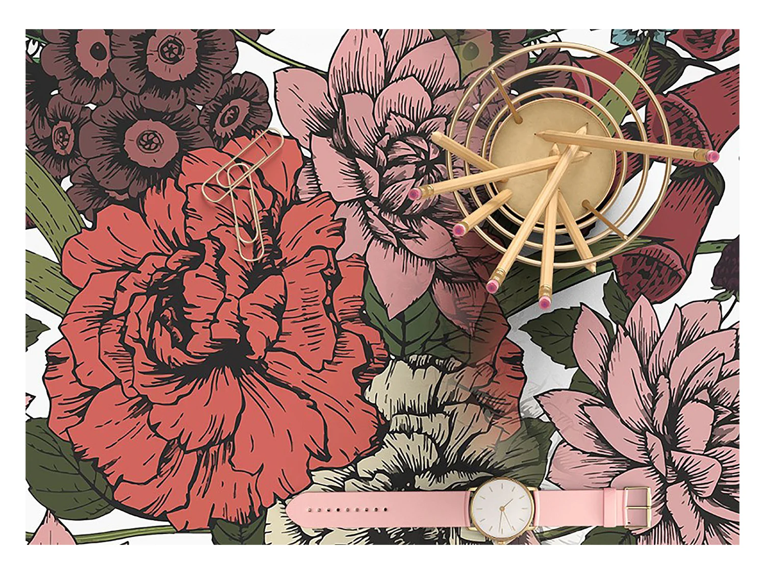 Alfombra vinílica para el hogar Varias flores - 80cm x 120 cm
