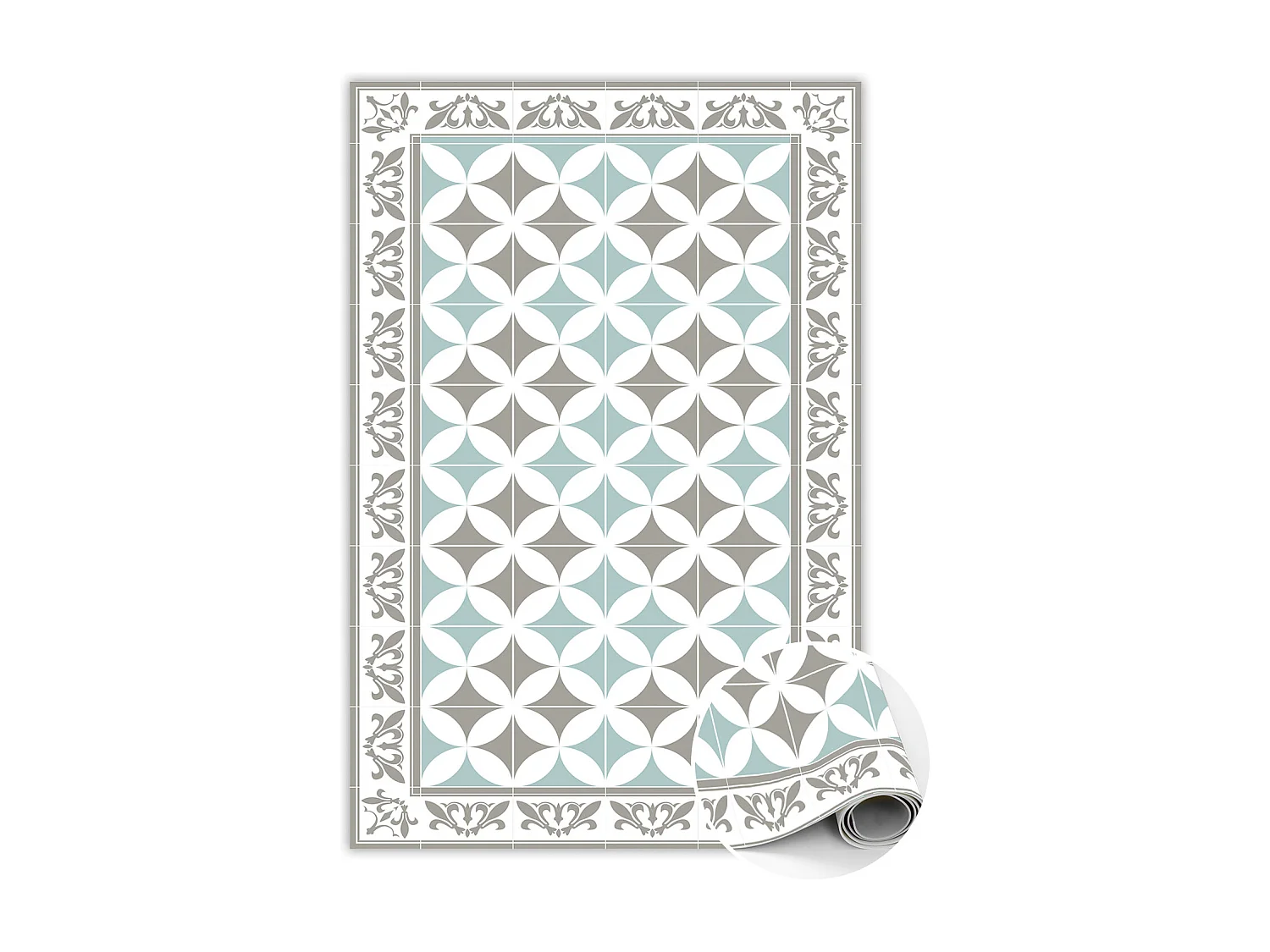 Tapis vinyle tendance, carrelage portugais - 150 cm x 225 cm