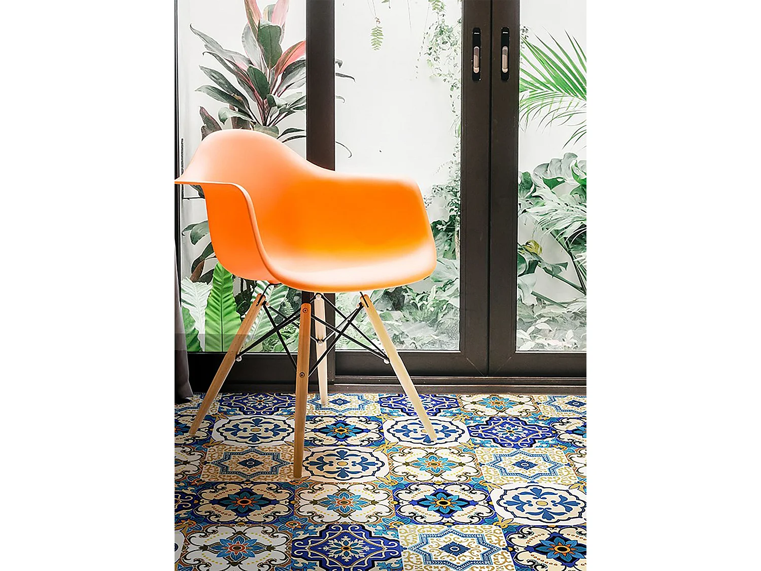 Tapis vinyle tendance carreaux portugais - 120 cm x 180 cm