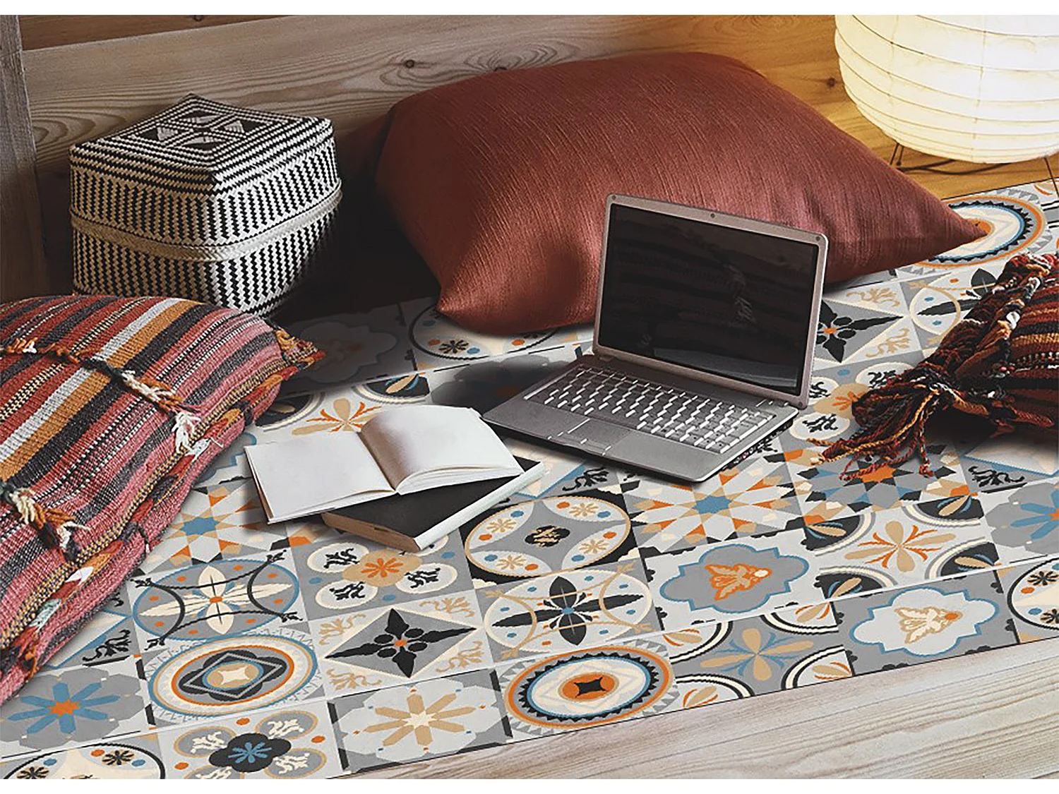 Tapis vinyle universel carreaux espagnols - 140 cm x 210 cm