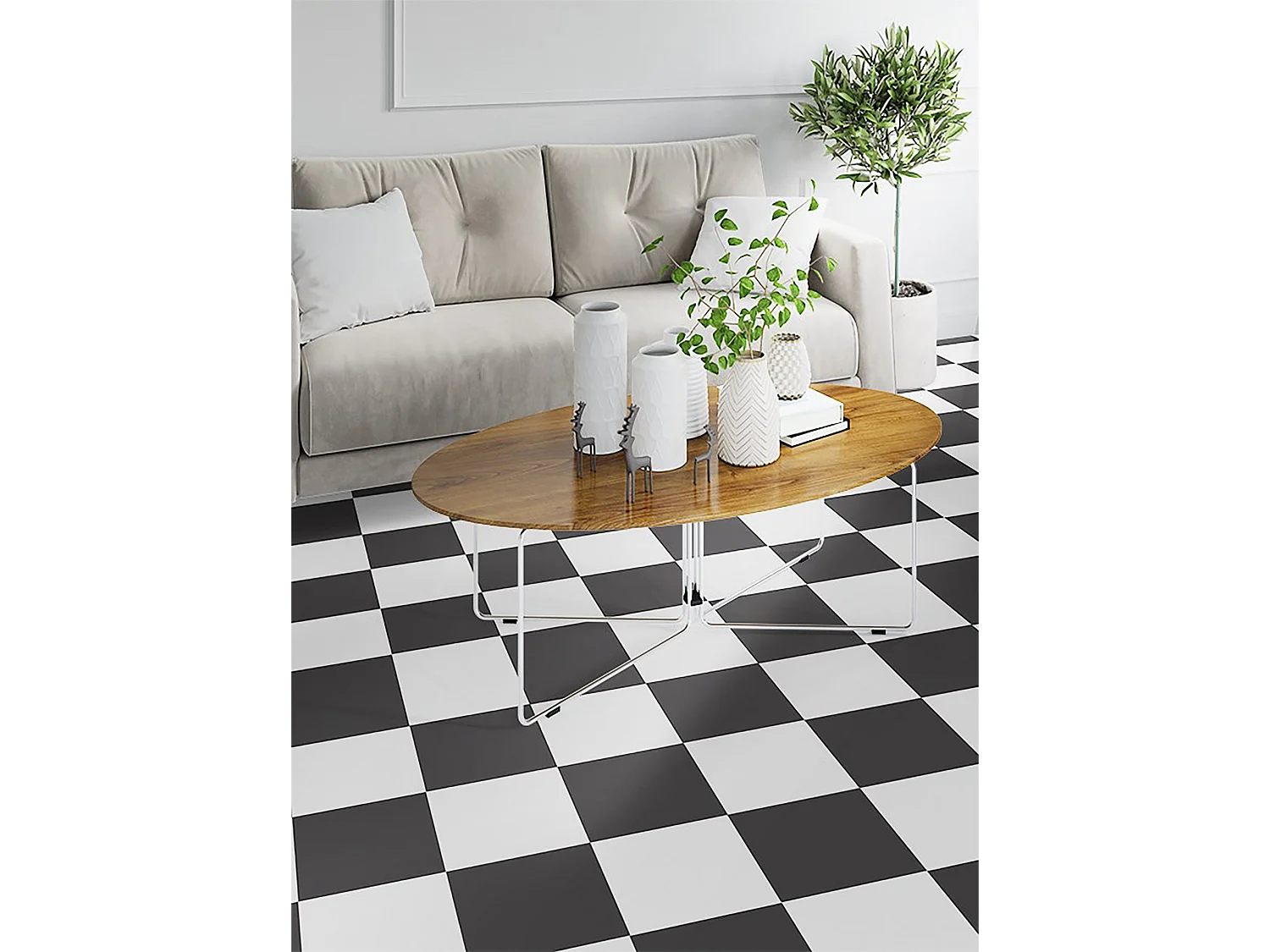 Damier Vinyl-Teppich für den Innenbereich – 120 cm x 180 cm