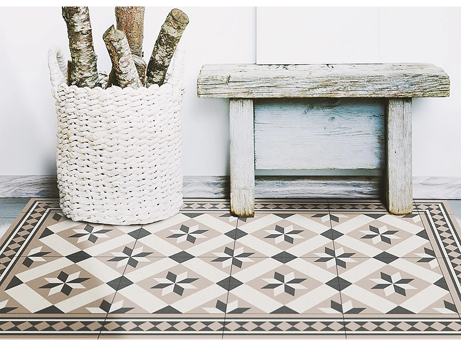 Vinyl vloerkleed met achtpuntige sterren - 80 x 120 cm