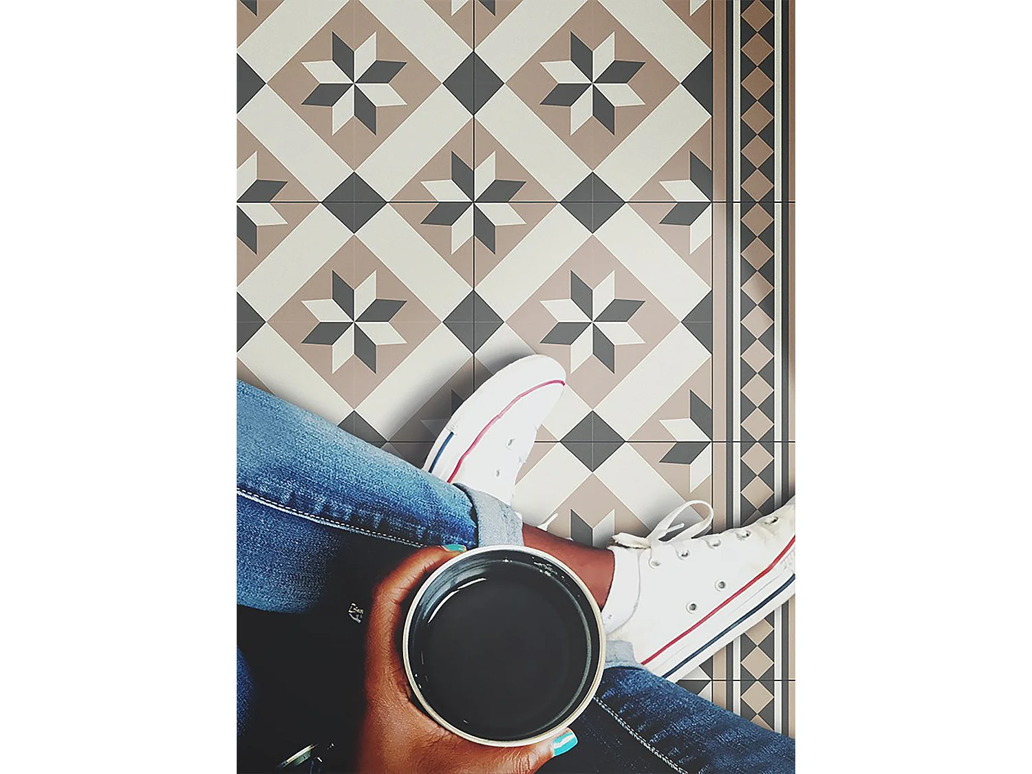 Vinylteppich mit achtzackigen Sternen – 80 cm x 120 cm