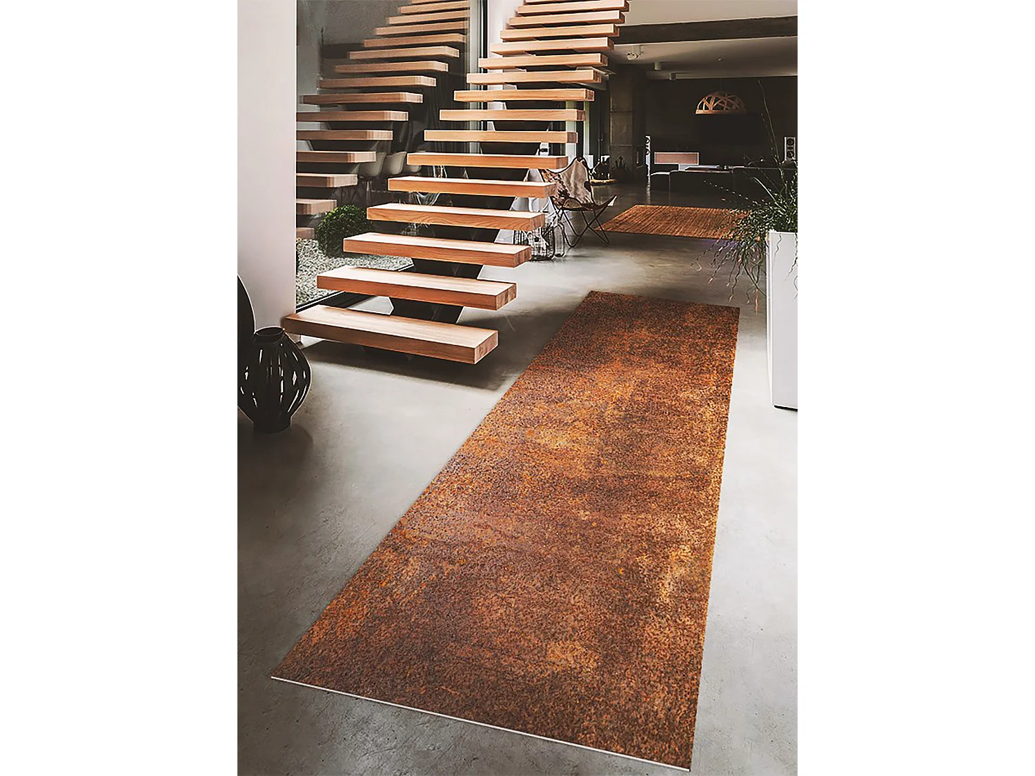 Trendiger Vinyl-Teppich aus rostigem Blech – 150 cm x 225 cm