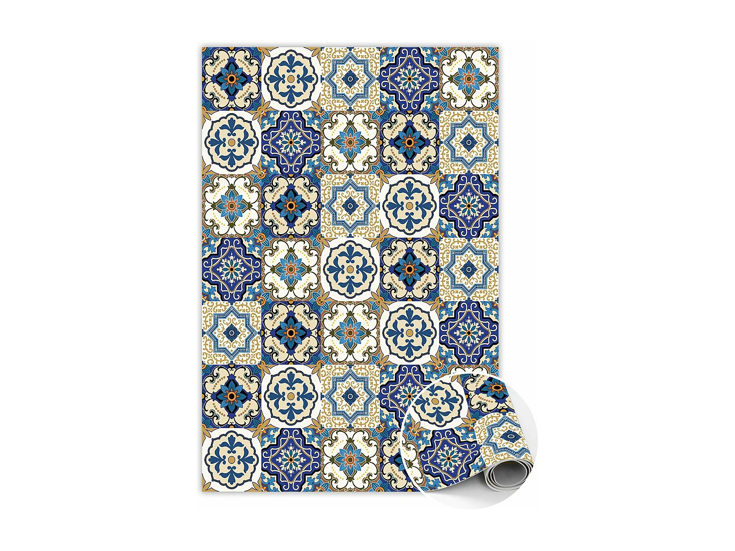 Trendiger Vinylteppich mit portugiesischen Fliesen – 60 cm x 90 cm