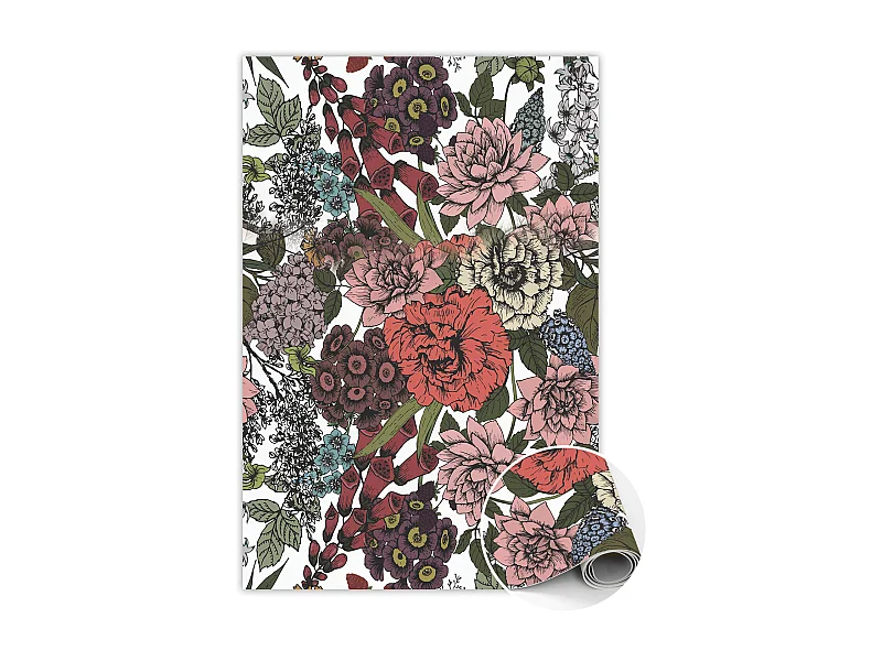 Vinylteppich für zu Hause Verschiedene Blumen – 150 cm x 225 cm