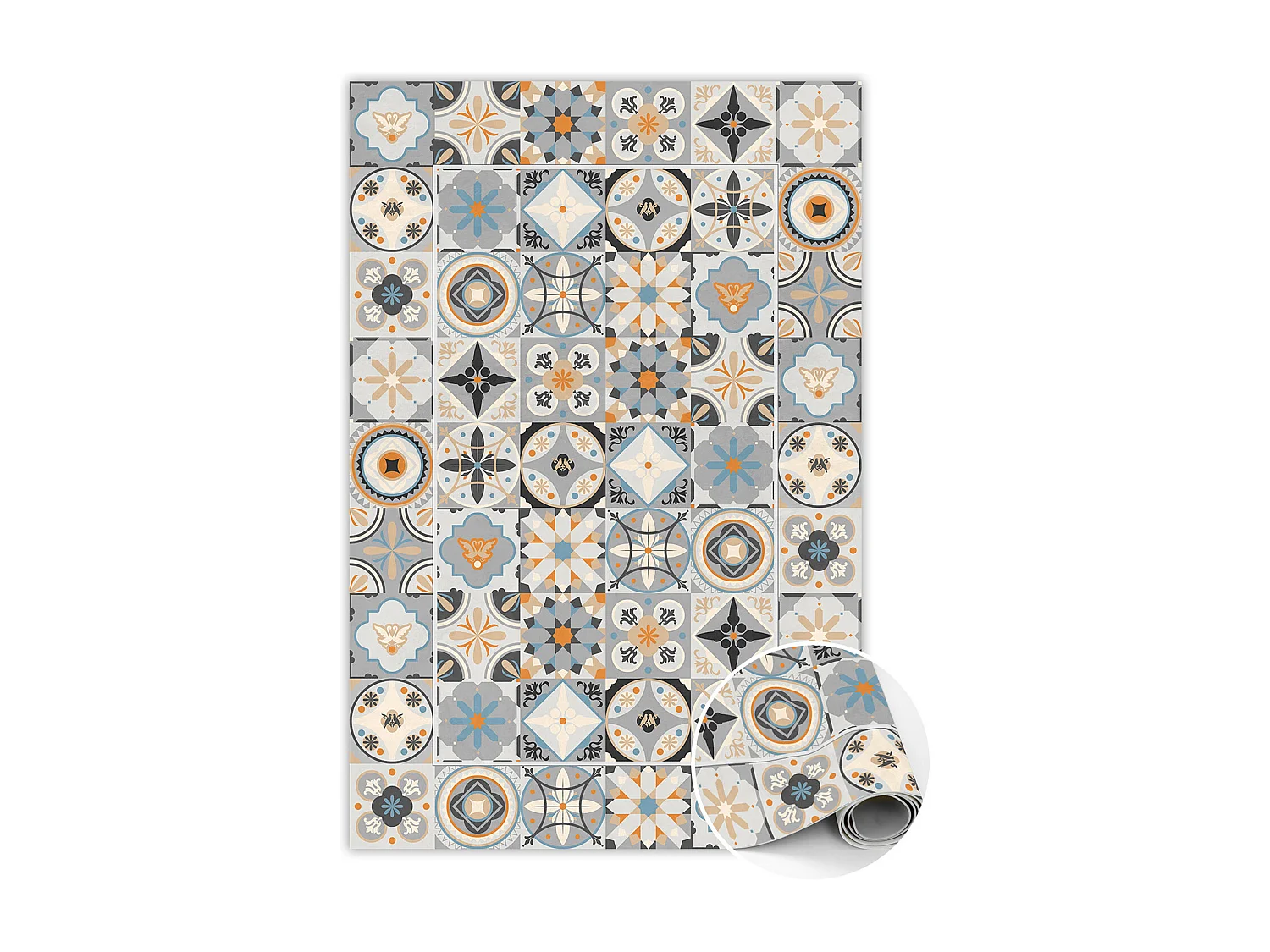 Universeller Vinylteppich mit spanischen Fliesen – 60 cm x 90 cm