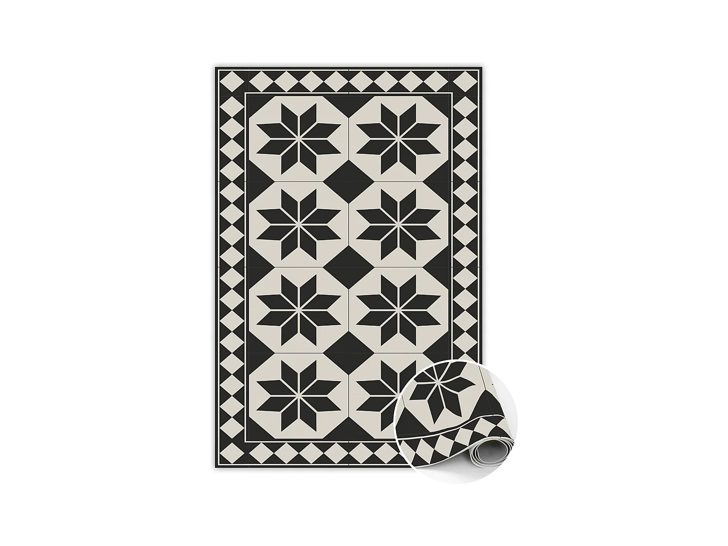 Trendy vinyl vloerkleed Zwart-witte sterren - 100 cm x 150 cm