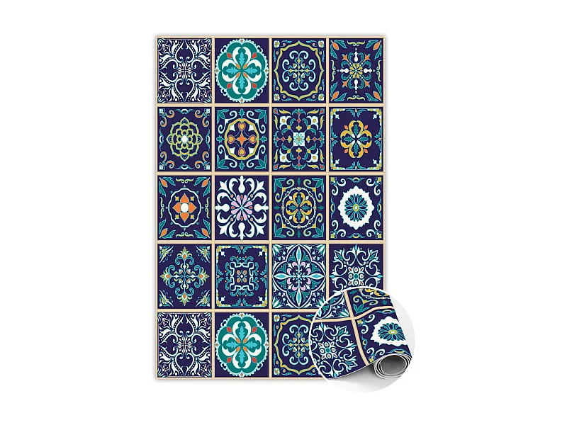 Trendiger Vinylteppich, portugiesische Fliesen – 80 cm x 120 cm