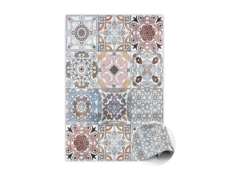 Trendiger Vinylteppich mit portugiesischen Fliesen – 140 cm x 210 cm