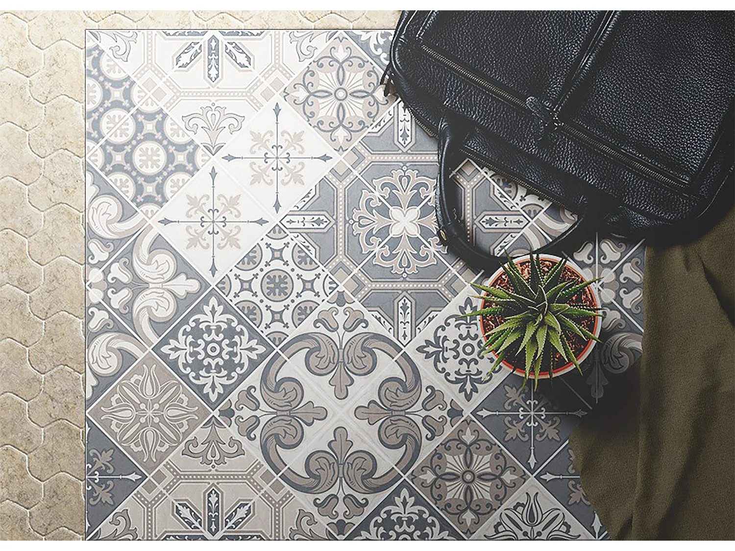 Tapis vinyle tendance Fleurs catalanes - 120 cm x 180 cm