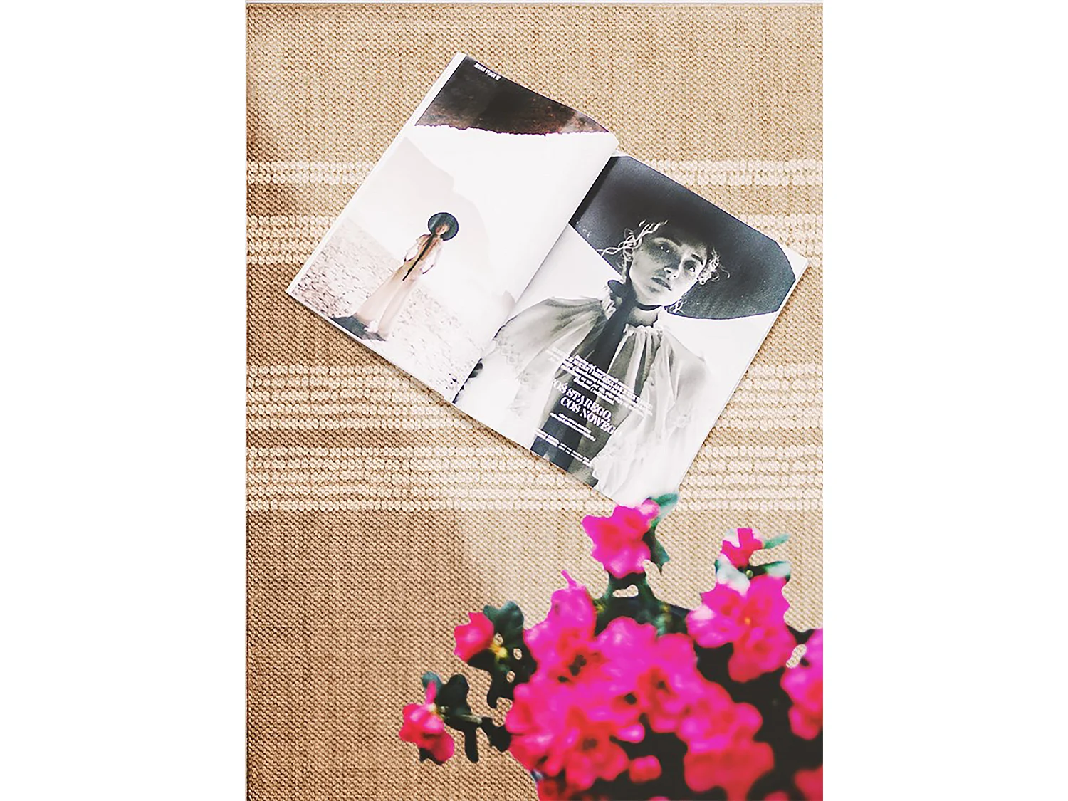 Tapis vinyle pour la maison Beige avec lignes - 100 cm x 150 cm