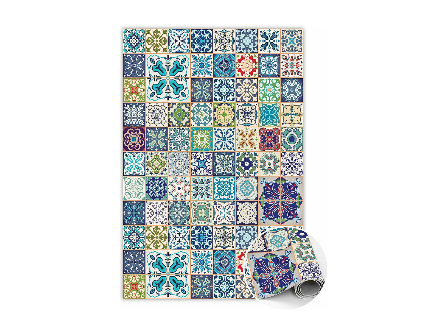 Tapis vinyle universel tendance, motif portugais - 150 cm x 225 cm