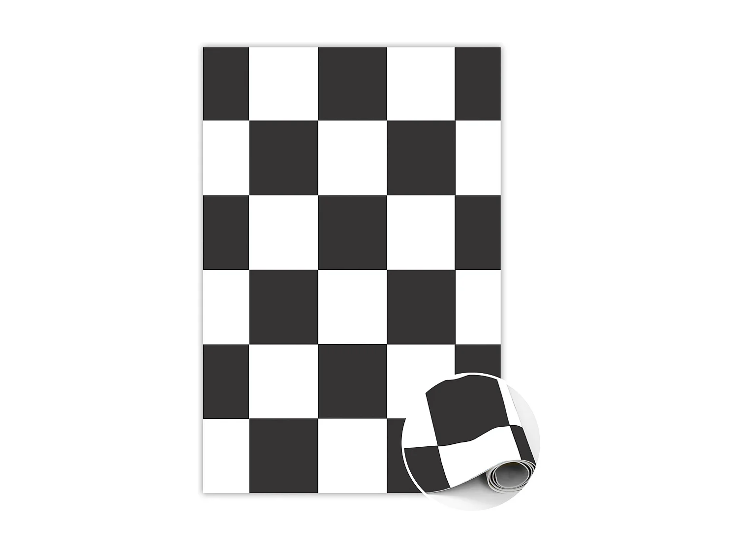 Tapis vinyle pour intérieur Damier - 150 cm x 225 cm