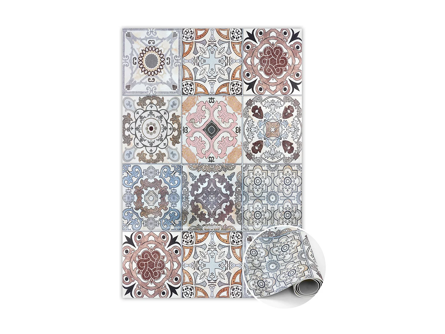 Tapis vinyle tendance carreaux portugais - 80cm x 120 cm