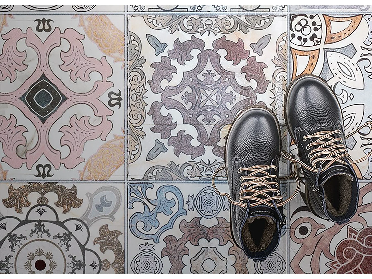 Tapis vinyle tendance carreaux portugais - 80cm x 120 cm