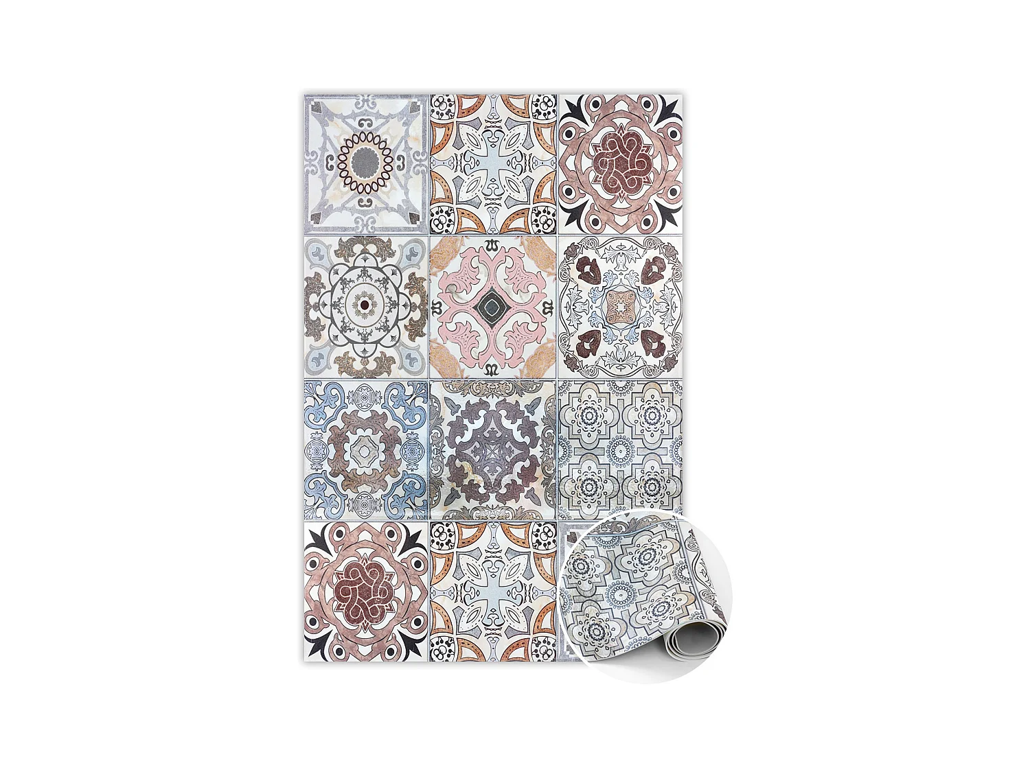 Tapis vinyle tendance carreaux portugais - 150 cm x 225 cm