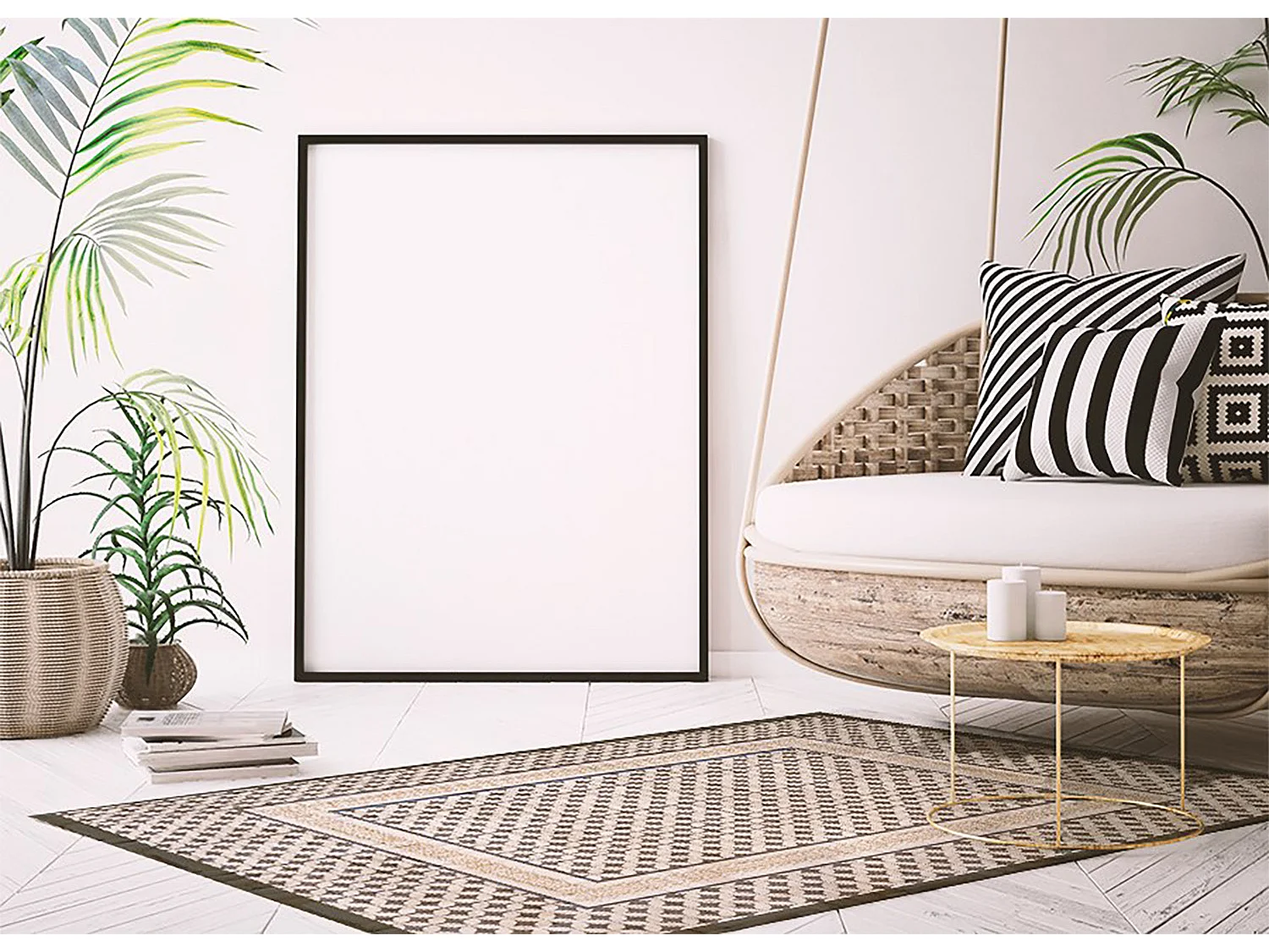 Trendiger Vinyl-Teppich mit geometrischem Geflecht – 150 cm x 225 cm