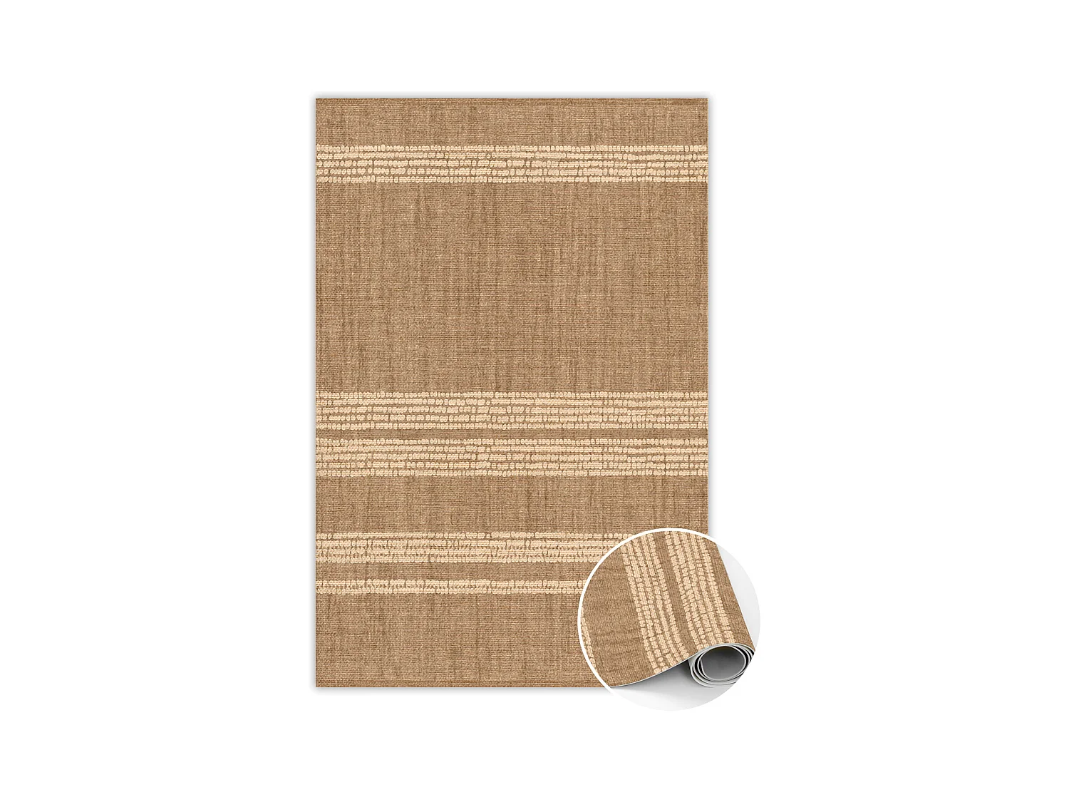 Tapis vinyle pour la maison Beige avec lignes - 150 cm x 225 cm