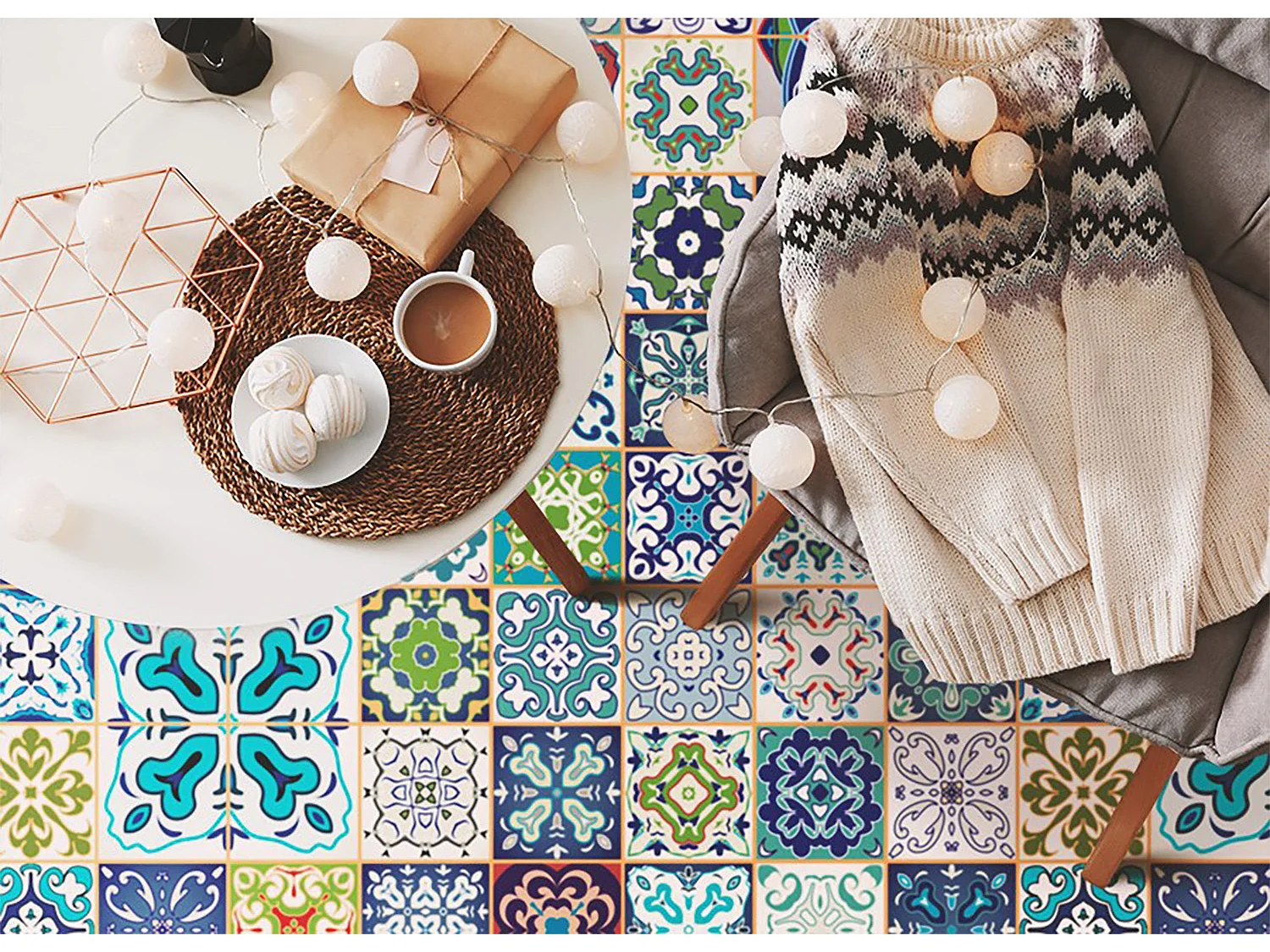 Trendy universeel vinyl vloerkleed, Portugees patroon - 80cm x 120cm